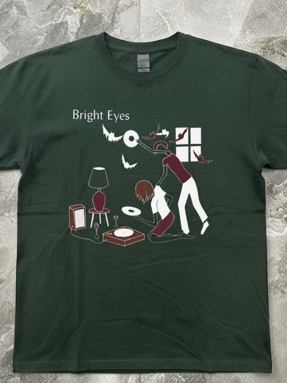 Bright Eyes Indie Folk Band Vinyl Records Bats Alternative Music T-Shirt